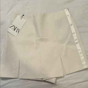 Zara Cream Mini Skort with Satin Detail